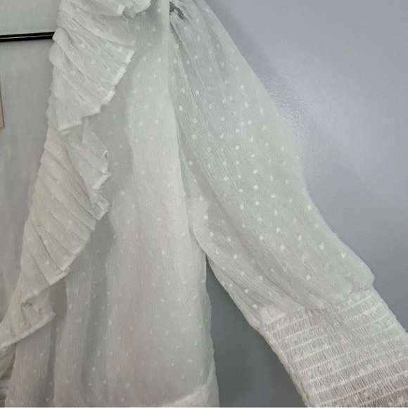 MWT Maje Plumeti Cropped White Wrap Ruffle V-neck Wrap Blouse Size 2 NEW - Picture 11 of 15